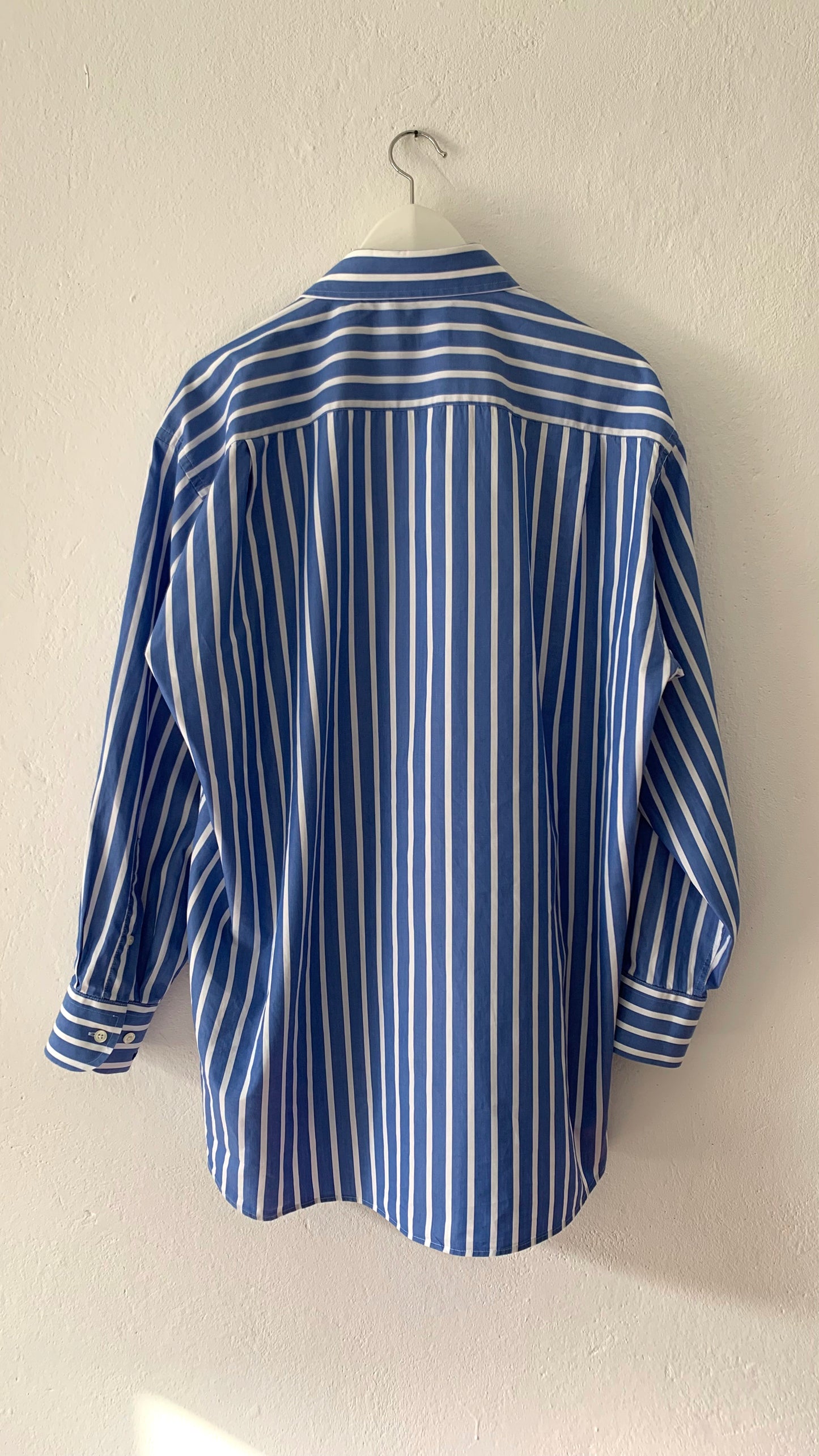 Blue Striped Shirt with Big Flower