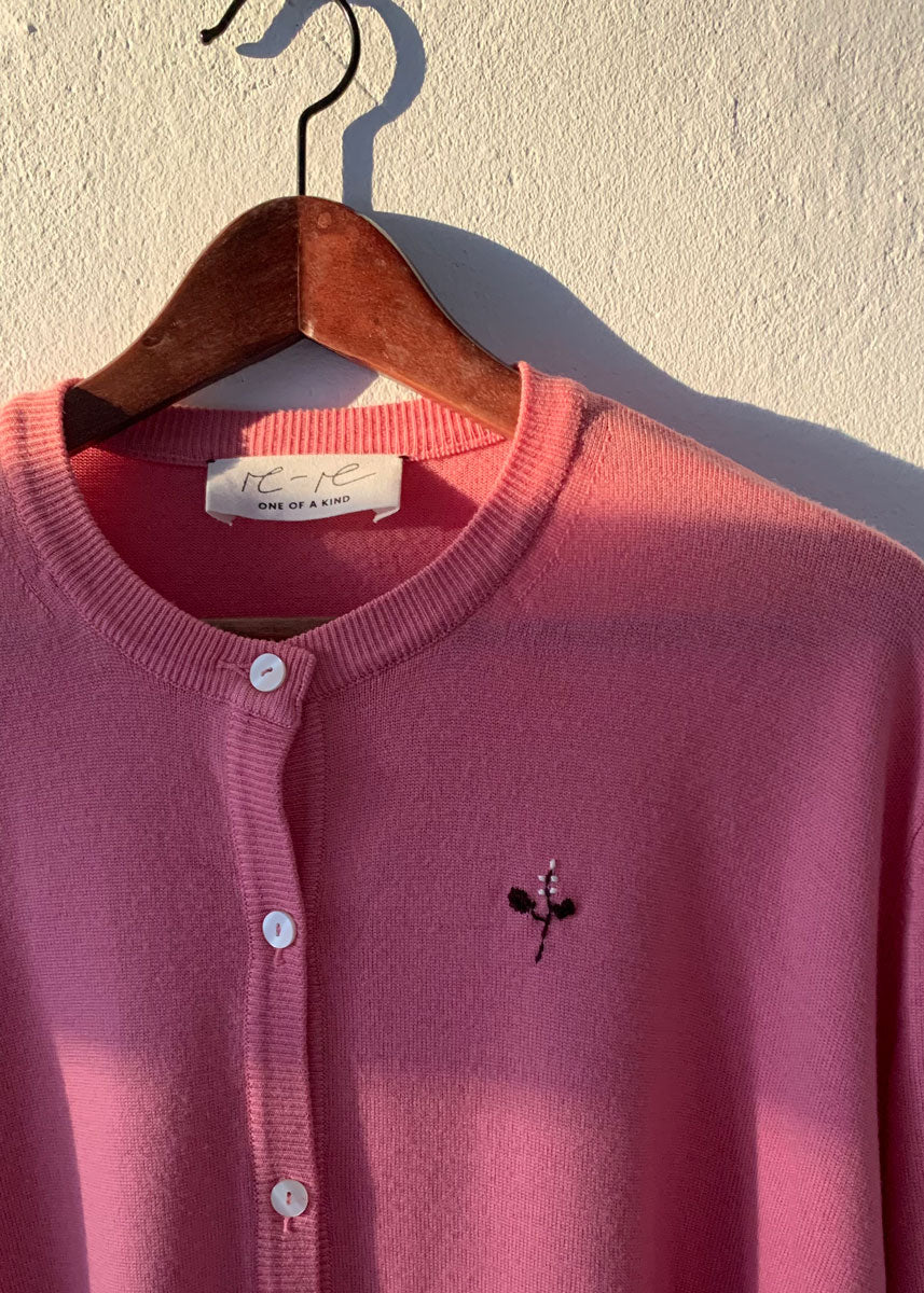 Pink Cardigan with Little Florals