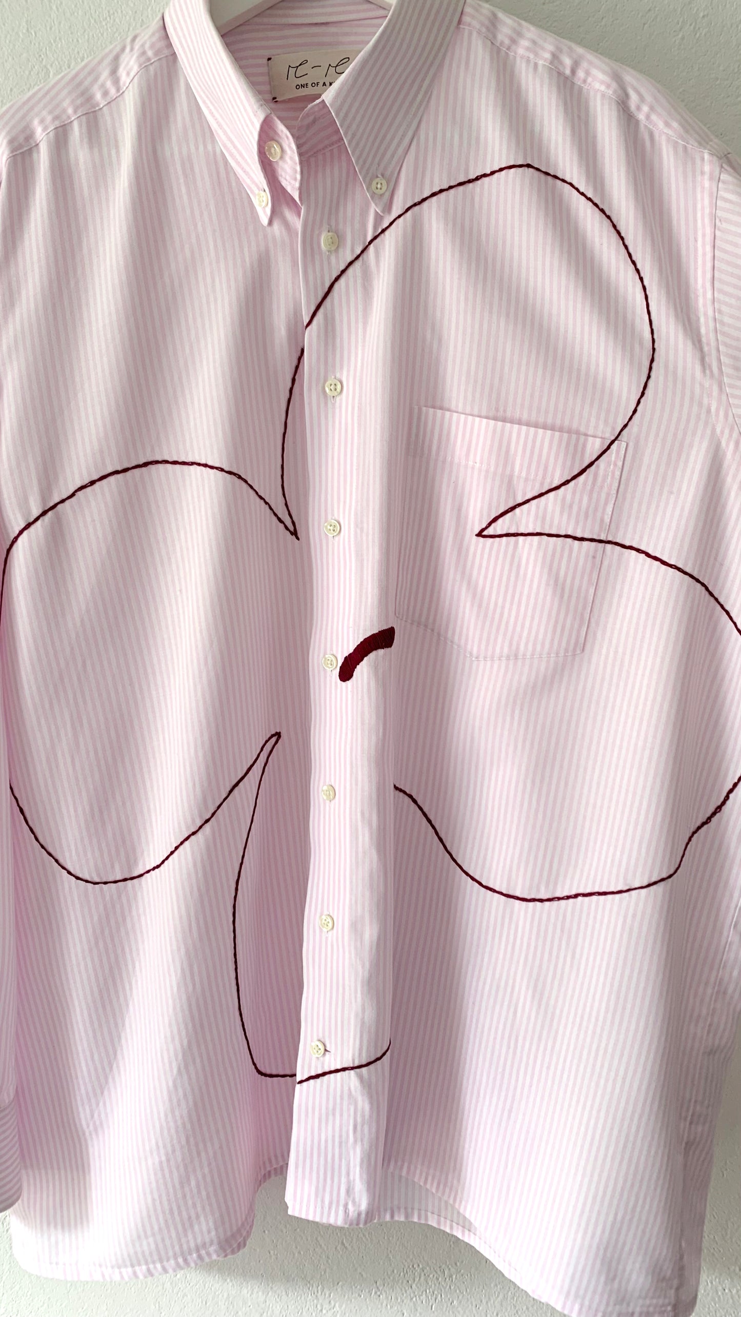 Pink Striped Shirt with Big Flower